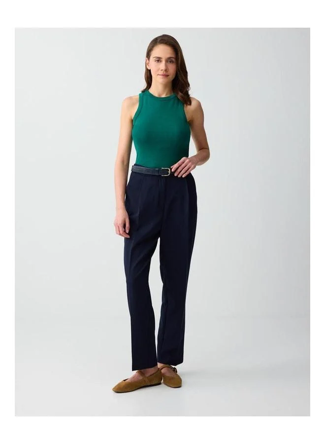 Jimmy Key Dark Green Bike Neck Slim Fit Knit Tank Top.
