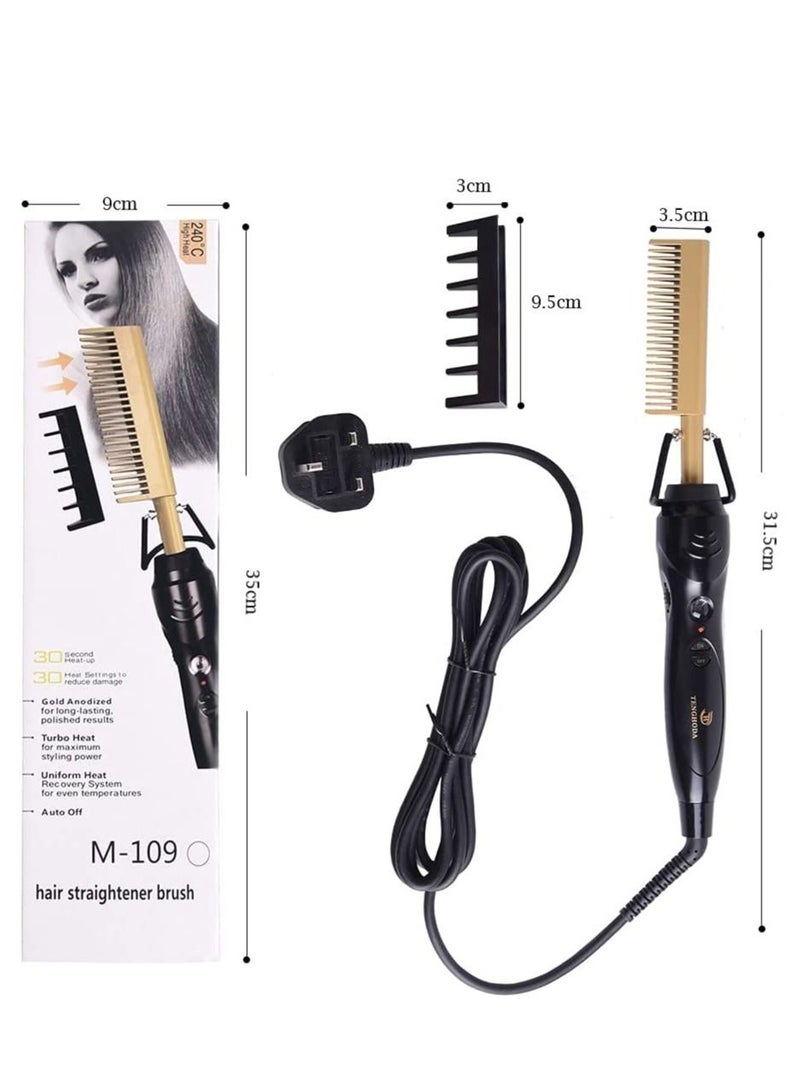 مشط فرد الشعر الاحترافي بضغط السيراميك مع جهد مزدوج وإيقاف تلقائي، أدوات مصفف الشعر (ذهبي) - Image 4