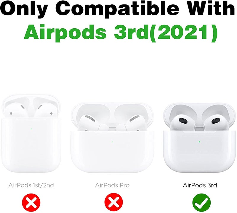 Meyaar Cute Silicone Case Compatible with Airpods 3rd Generation Case (2021), Two Part Design with Carabiner Hook, for Apple AirPods (3rd Generation) Case (Transparent) - Image 2
