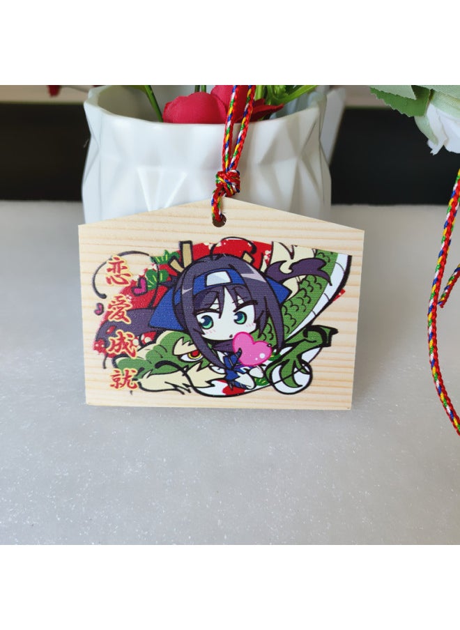 Animation Two-dimensional Thousands Of Love Flowers Wish Card Royal Guard Wish Card Solid Wood Card Listed In Japan Painted Horse Wood Card Cong Rain-Color:8—end (size 9*7cm) 10 Pieces  - Image 1