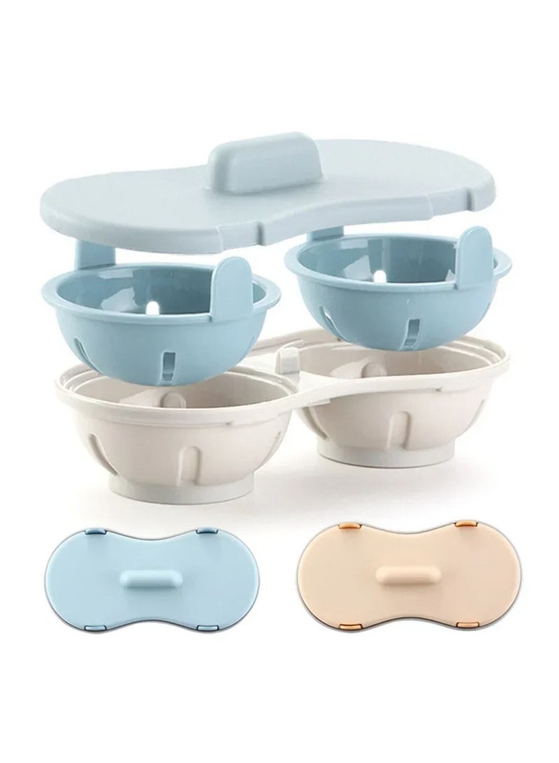 AROAQ Microwave Oven Double Cup Egg Cooker Mold Steamer Manufacturer Steamer Egg Omelet Artifact Cookware Kitchen Gadget  - Image 3