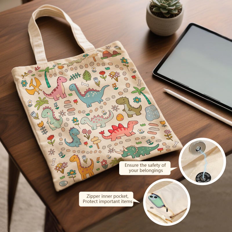 Ialtsidws Dinosaur Bag, Large Recycled Gift Bags With Handles, Dinosaur Tote Bag, Reusable, Birthday Party Gift Bags, Shopping Clutch - Image 5