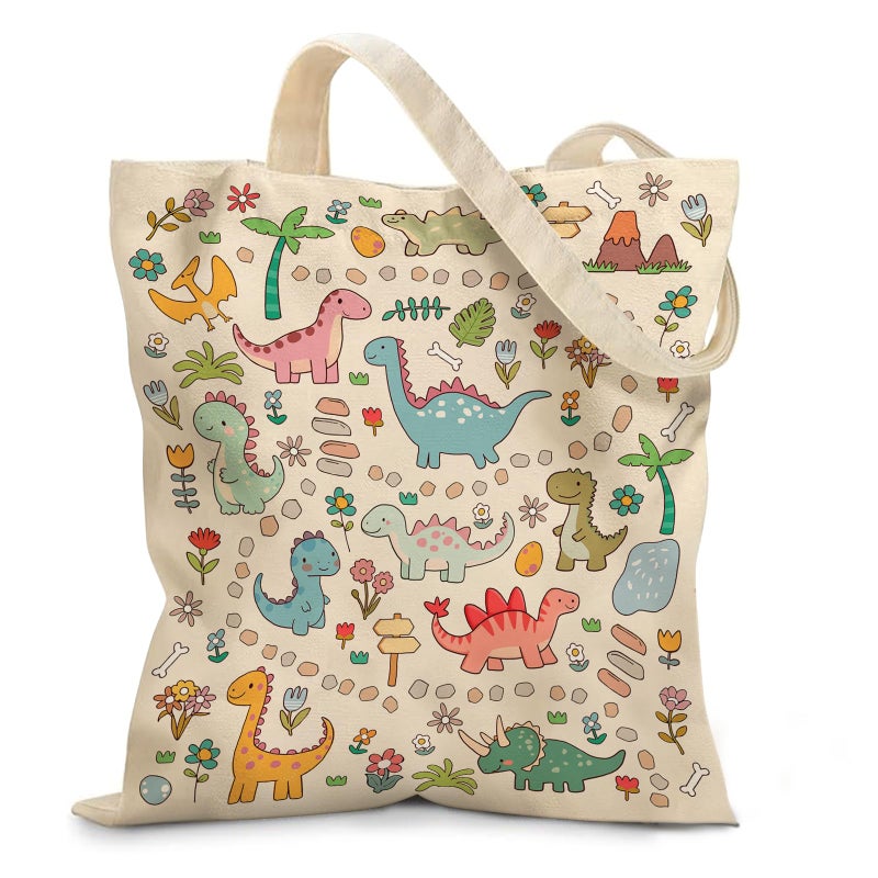 Ialtsidws Dinosaur Bag, Large Recycled Gift Bags With Handles, Dinosaur Tote Bag, Reusable, Birthday Party Gift Bags, Shopping Clutch - Image 1