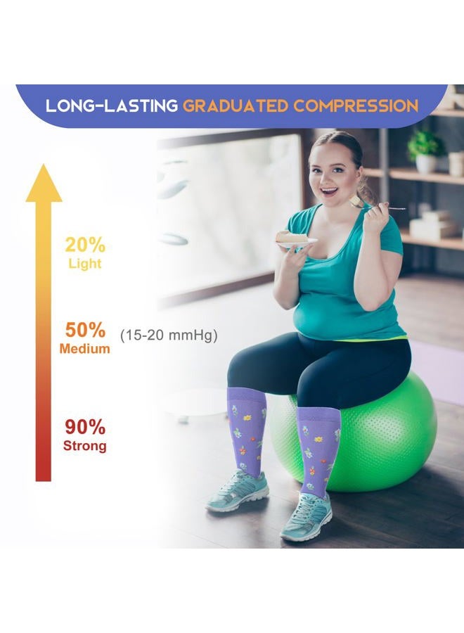 LEVSOX Wide Calf Compression Socks for Women Men Plus Size 15-20 mmHg Extra Large Knee High Support Sock for Nurses Pregnant Travel - Image 3
