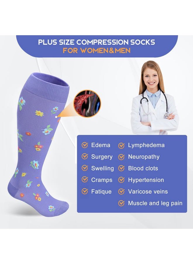 LEVSOX Wide Calf Compression Socks for Women Men Plus Size 15-20 mmHg Extra Large Knee High Support Sock for Nurses Pregnant Travel - Image 4