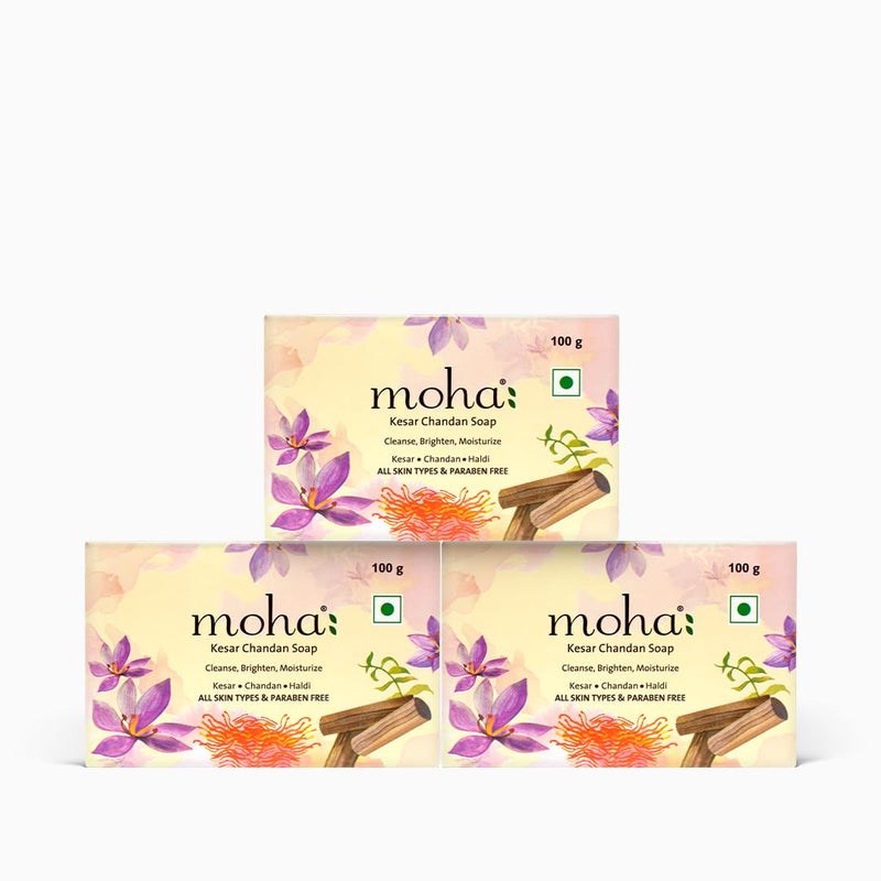 Moha Kesar Chandan Soap Grade 1 100g X 3 300gm - Image 1