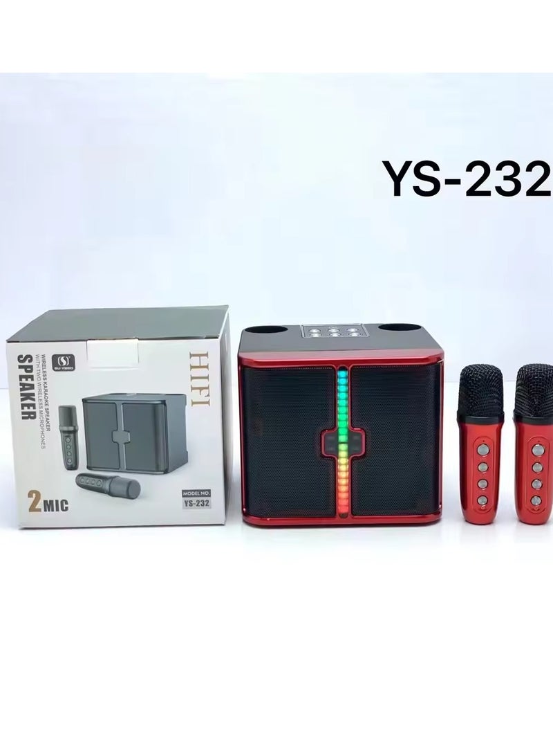 SU.YOSD YS-232 Light Wireless Karaoke Speaker Small Stereo Blue tooth Speaker With Double Wireless Microphones - Image 2