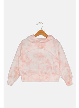Nine 1 Eight Kids Girl Tie Dye Hooded Sweatshirt, Pink  - Image 1