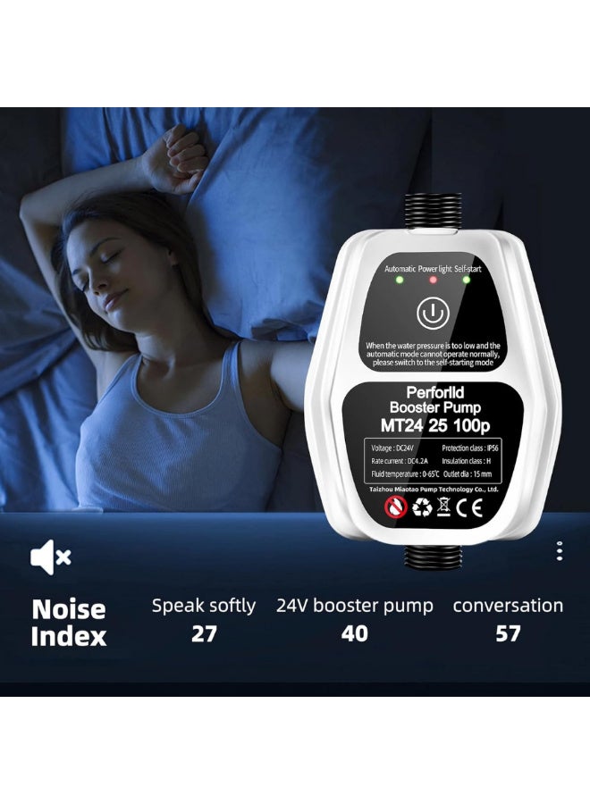 ماكدو مضخة تعزيز ضغط المياه الأوتوماتيكية المحمولة 24 فولت، مضخة تعزيز المياه المنزلية، مضخة تعزيز المياه الصامتة بقوة 150 واط مع مفتاح تدفق لحمام المنزل ومطبخ وحديقة المرحاض - Image 5
