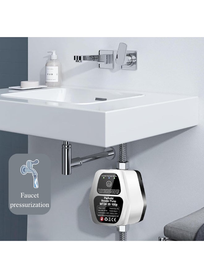 ماكدو مضخة تعزيز ضغط المياه الأوتوماتيكية المحمولة 24 فولت، مضخة تعزيز المياه المنزلية، مضخة تعزيز المياه الصامتة بقوة 150 واط مع مفتاح تدفق لحمام المنزل ومطبخ وحديقة المرحاض - Image 2