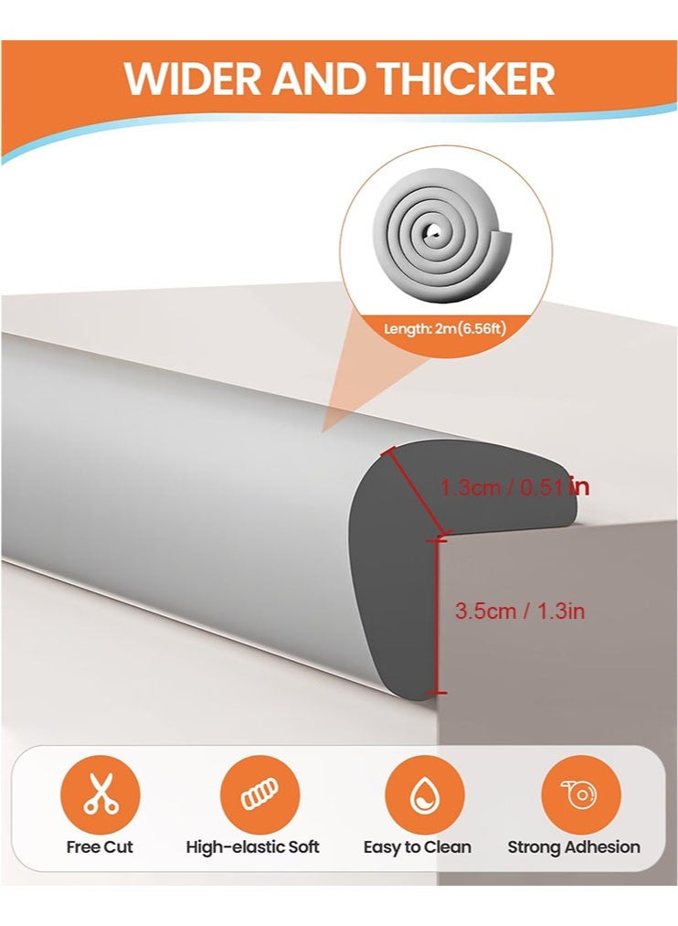 الوجبة واقي زوايا وحواف آمن للأطفال، حماية للحواف، واقيات زوايا وحواف أثاث على شكل حرف L مع 6 قطع من زوايا الفوم، مُلصقة مسبقًا، وسادة ناعمة من مطاط NBR لحماية حواف المكتب وزوايا الجدران، واقي زوايا آمن للأطفال - Image 2