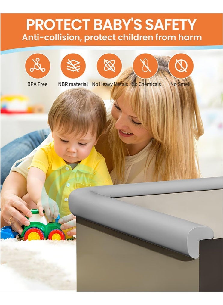 الوجبة واقي زوايا وحواف آمن للأطفال، حماية للحواف، واقيات زوايا وحواف أثاث على شكل حرف L مع 6 قطع من زوايا الفوم، مُلصقة مسبقًا، وسادة ناعمة من مطاط NBR لحماية حواف المكتب وزوايا الجدران، واقي زوايا آمن للأطفال - Image 4