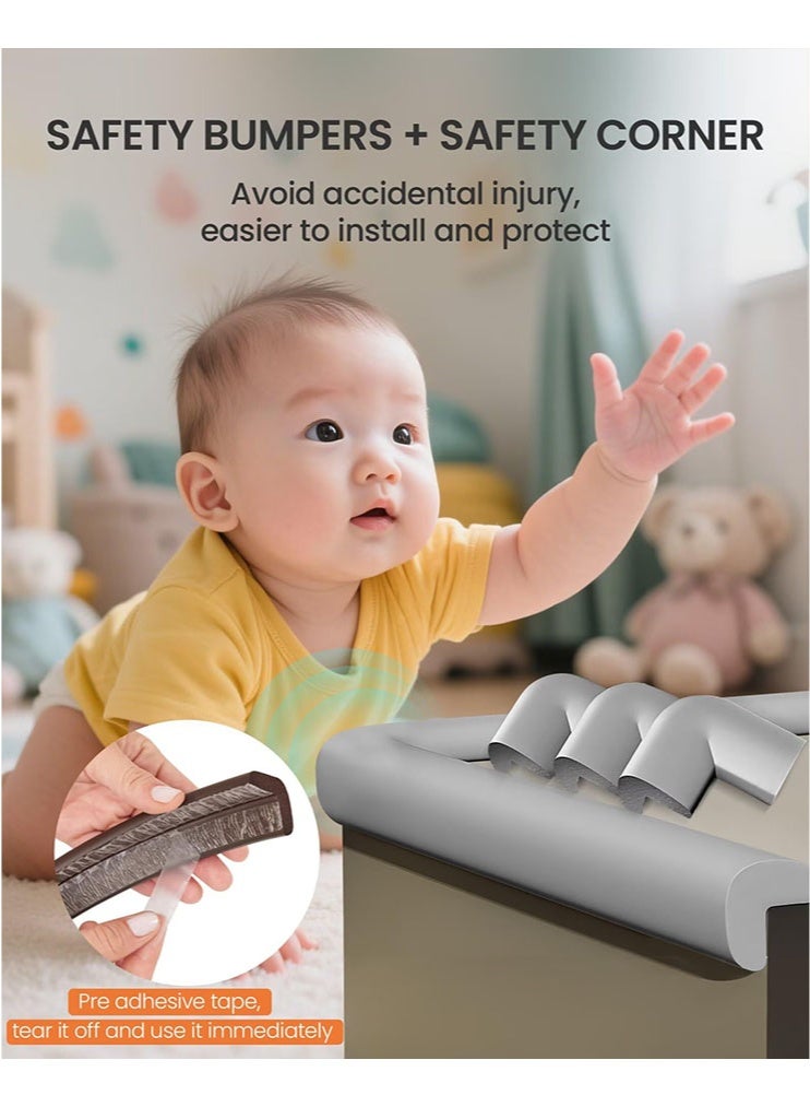 الوجبة واقي زوايا وحواف آمن للأطفال، حماية للحواف، واقيات زوايا وحواف أثاث على شكل حرف L مع 6 قطع من زوايا الفوم، مُلصقة مسبقًا، وسادة ناعمة من مطاط NBR لحماية حواف المكتب وزوايا الجدران، واقي زوايا آمن للأطفال - Image 5