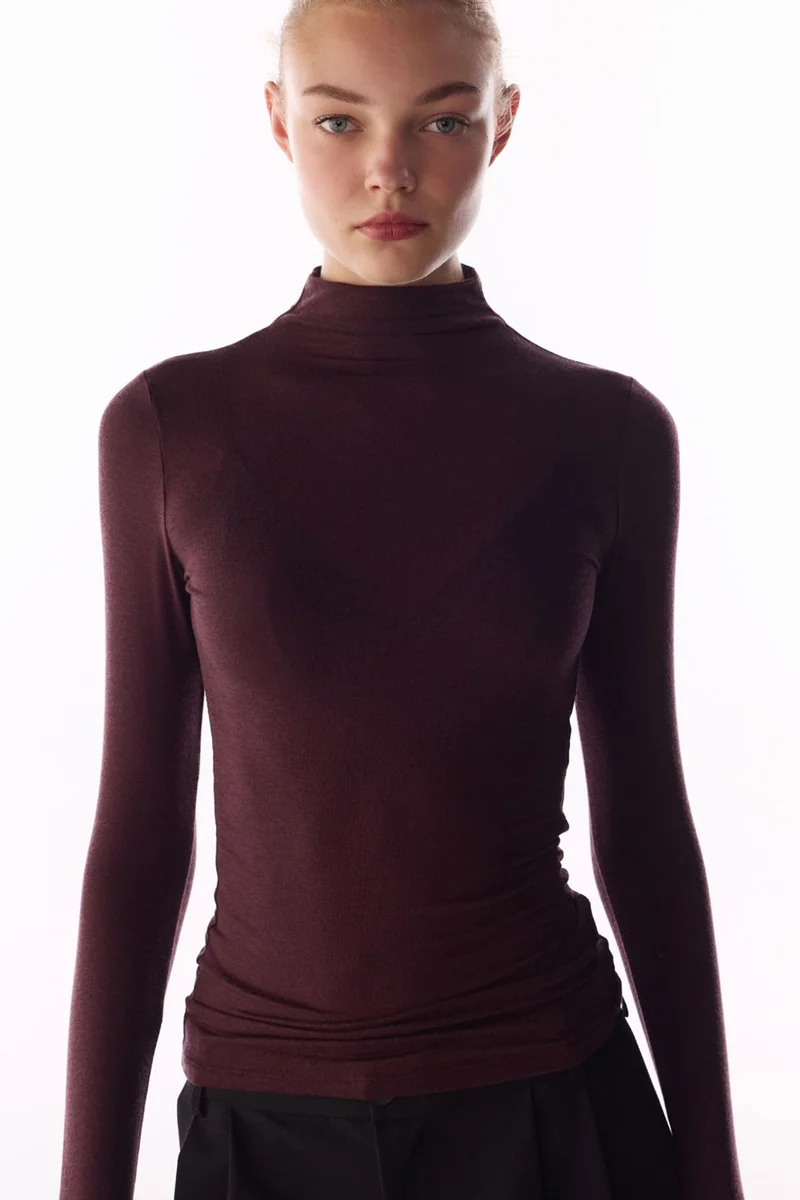 بنتي PENTI Turtleneck Cashmere Long Sleeve Blouse
