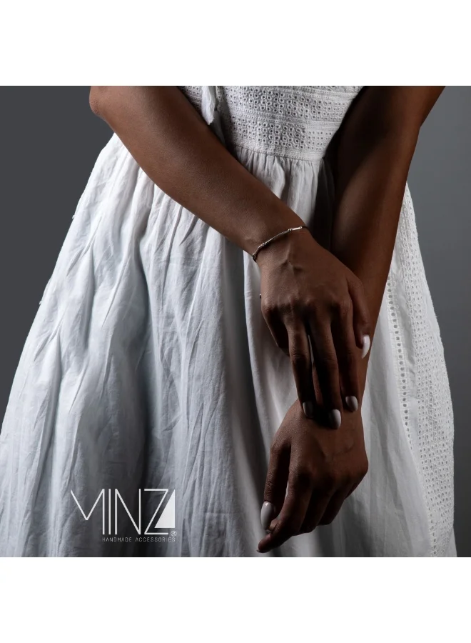 Minza  Minza ” Morse Code ”Pure 925 Sterling Silver, Handmade Bracelet for Women, Woven & Braided Bracelet, 1.00 grams of Silver, Jewelry for Casual & Special Occasion  | Best Price UAE