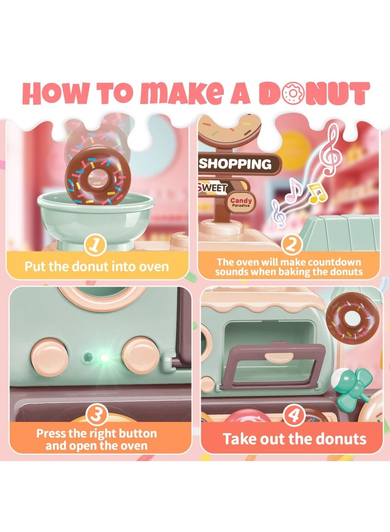 SYOSI Pretend Play Cash Register Toy Set, Supermarket Vending Machine with Play Money, Sound and Credit Card, Play Food Sets for Kids Kitchen with Donut, Warm Lights and Music, Gift for Boys Girls Ages 3+ - Image 5