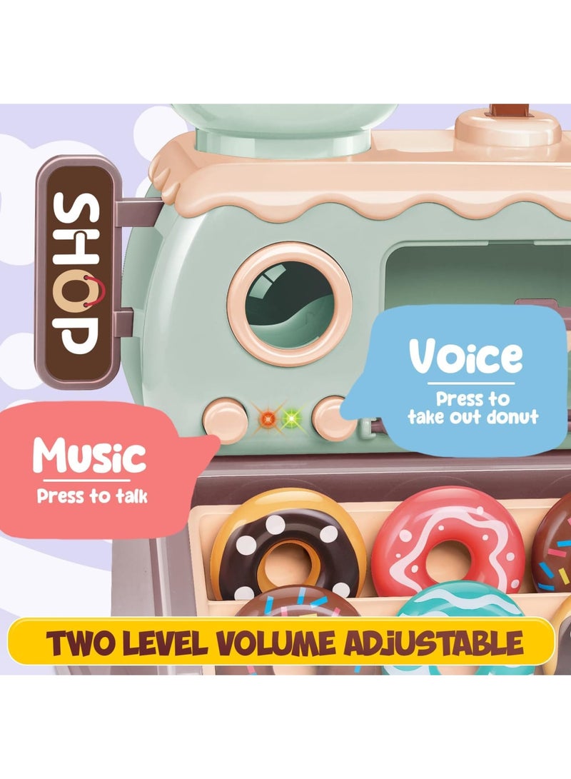 SYOSI Pretend Play Cash Register Toy Set, Supermarket Vending Machine with Play Money, Sound and Credit Card, Play Food Sets for Kids Kitchen with Donut, Warm Lights and Music, Gift for Boys Girls Ages 3+ - Image 4