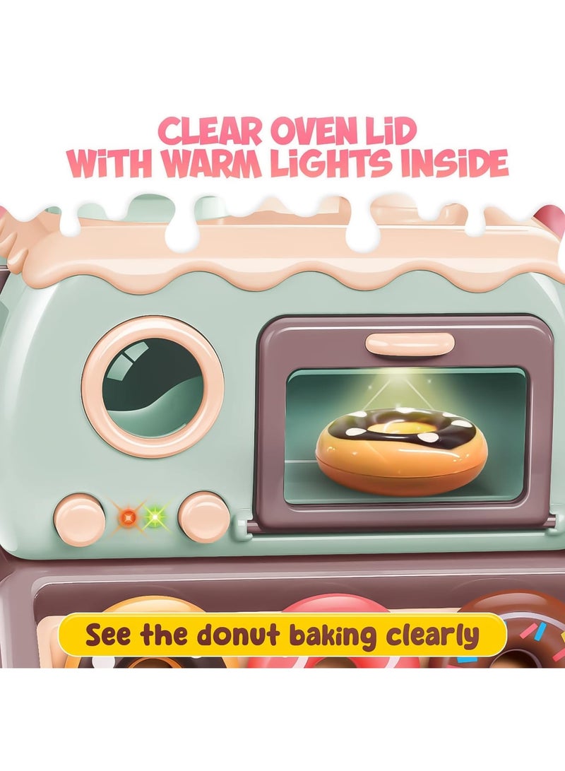 SYOSI Pretend Play Cash Register Toy Set, Supermarket Vending Machine with Play Money, Sound and Credit Card, Play Food Sets for Kids Kitchen with Donut, Warm Lights and Music, Gift for Boys Girls Ages 3+ - Image 3