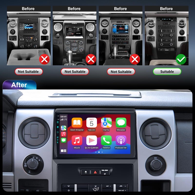 Vosynok 9 Inch Car Radio Stereo Upgrade Android 13 for F150 2009-2012 with CarPlay Android Auto 1080P Backup Camera/BT5.4 ((4Ram 64 ROM) 9inch) - Image 4
