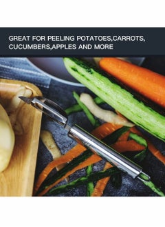 Excefore Peeler Grater, Stainless Steel Potato Cucumber Carrot Grater Peeler Vegetables Fruit Double Planing Grater Kitchen Easy-grip Handheld Multifunctional for Potato Carrot Apple Citrus, 2pcs  - Image 4