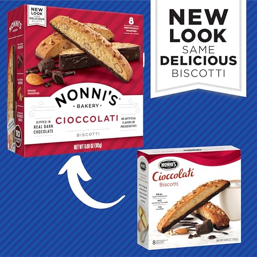 Nonni's Cioccolati Almond Biscotti Italian Cookies - 3 Boxes Biscotti Individually Wrapped Cookies - Italian Biscotti Cookies w/California Almonds & Dark Chocolate - Kosher Coffee Cookies - 6.88 oz - Image 2