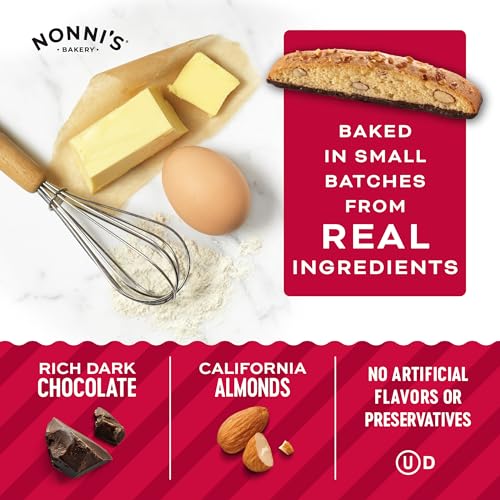 Nonni's Cioccolati Almond Biscotti Italian Cookies - 3 Boxes Biscotti Individually Wrapped Cookies - Italian Biscotti Cookies w/California Almonds & Dark Chocolate - Kosher Coffee Cookies - 6.88 oz - Image 5