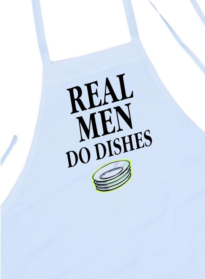 CoolAprons Real Men Do Dishes White Apron – Funny Kitchen Cooking Apron for Men, Novelty Chef Apron - Image 1