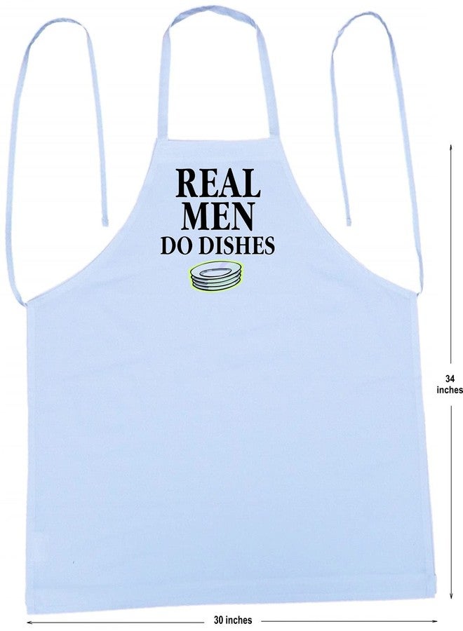 CoolAprons Real Men Do Dishes White Apron – Funny Kitchen Cooking Apron for Men, Novelty Chef Apron - Image 3