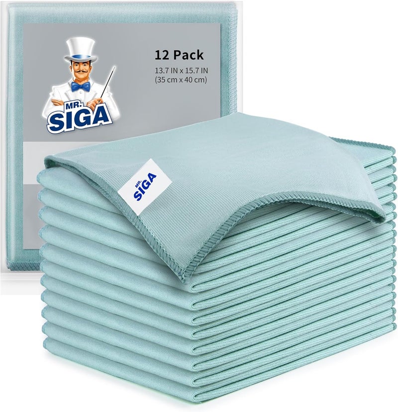 Mr Siga MR.SIGA Ultra Fine Microfiber Cloths for Glass, Pack of 12, 35 x 40cm (13.7" x 15.7") - Image 1