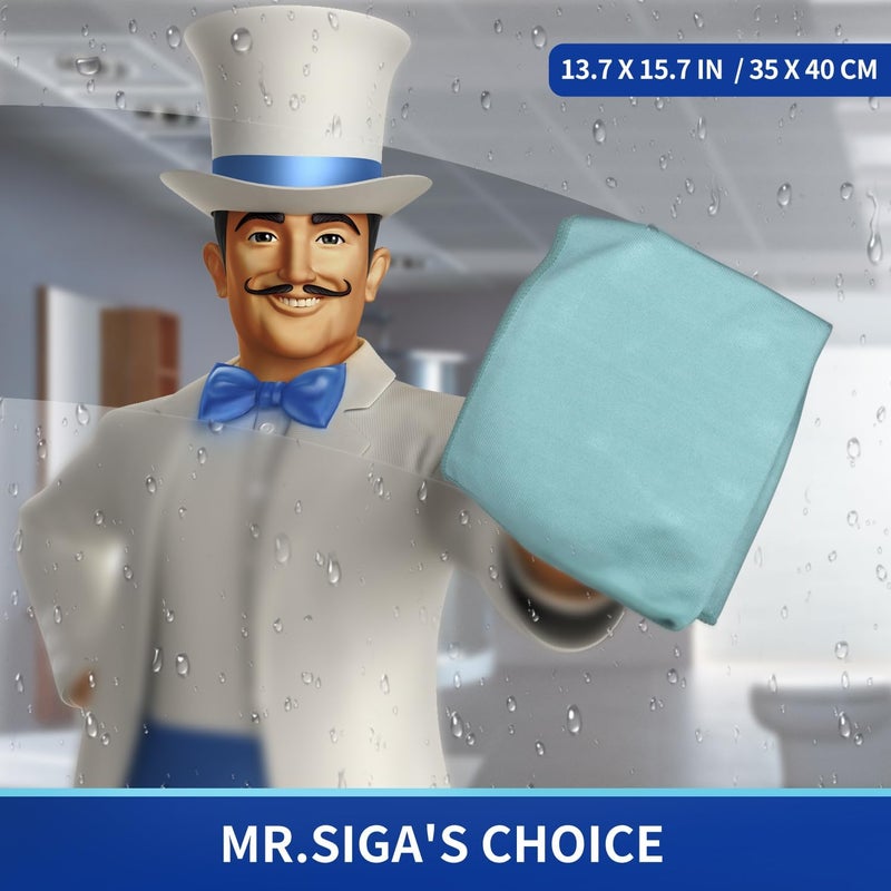 Mr Siga MR.SIGA Ultra Fine Microfiber Cloths for Glass, Pack of 12, 35 x 40cm (13.7" x 15.7") - Image 2