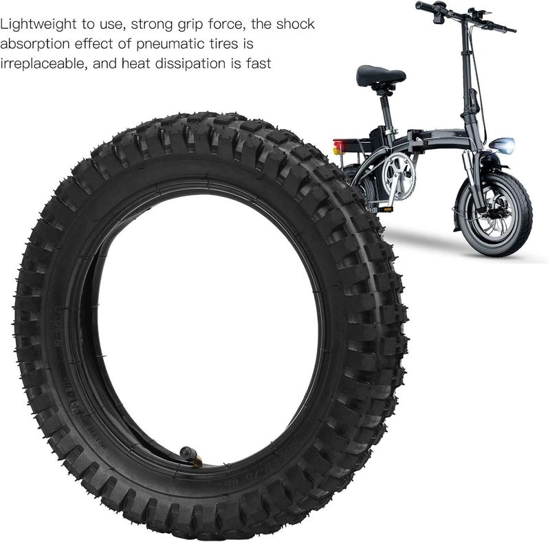 woobles Electric Bike Tire, 12 1/2x2.75 Electric Bicycle Tire and Inner Tube Set Scooter Inflatable Rubber Tire Replacement Black - Image 2