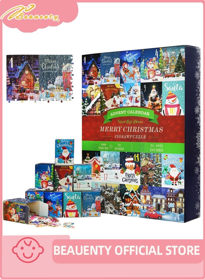 Beauenty Advent Calendar 2025 Christmas Jigsaw Puzzle - 24 Days Christmas Countdown Calendar, Puzzles for Adults 1000 Pieces, Advent Calendar 2025 Adult Gifts - Image 1