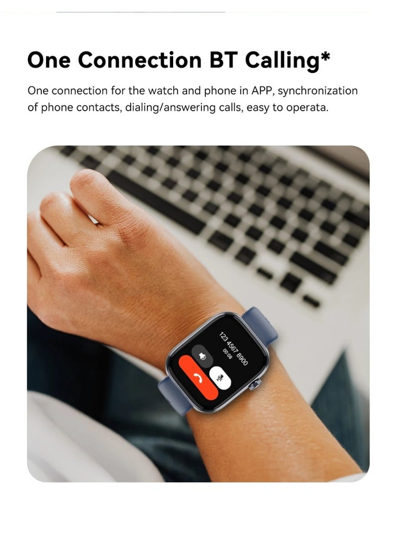 Imiki ST2 Smartwatch – 1.96" Full Touch Display, Voice Assistant, 100+ Watch Faces, Bluetooth Calling, IP68 Waterproof Fitness Tracker – Blue + Blue Strap  - Image 4