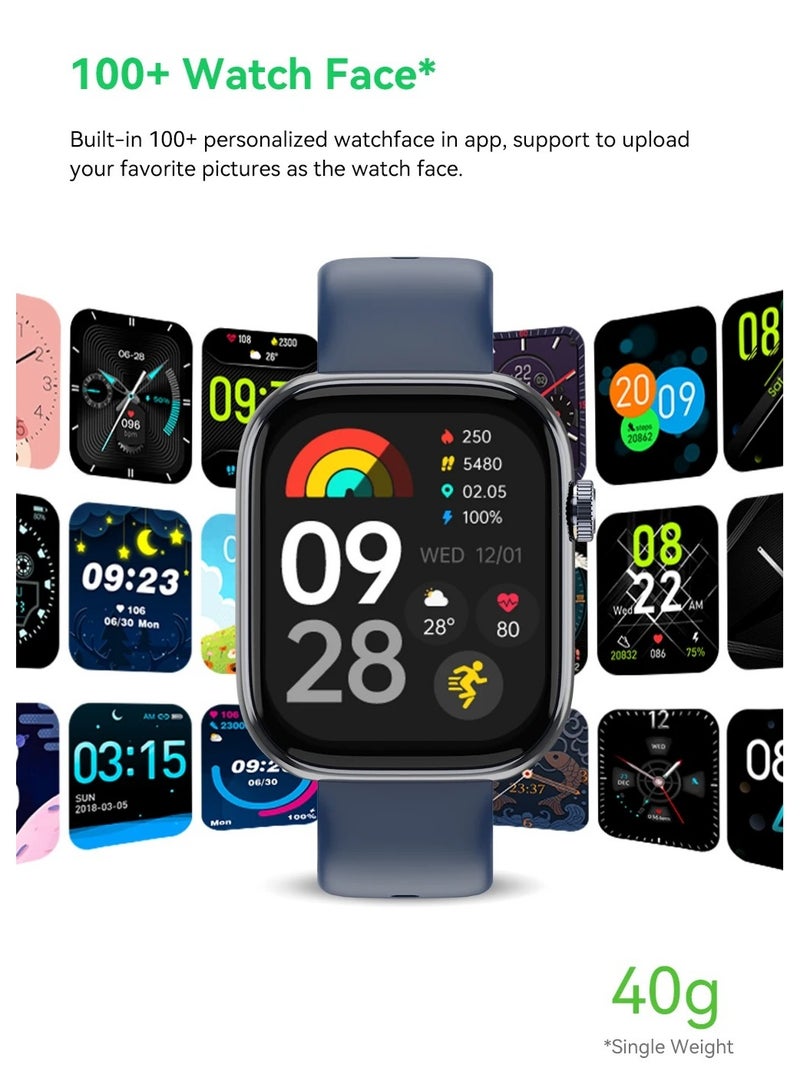 Imiki ST2 Smartwatch – 1.96" Full Touch Display, Voice Assistant, 100+ Watch Faces, Bluetooth Calling, IP68 Waterproof Fitness Tracker – Blue + Blue Strap  - Image 5