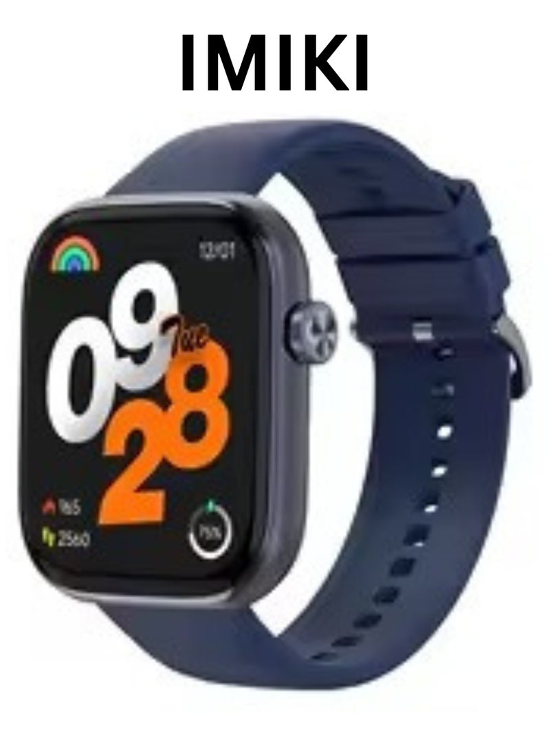 Imiki ST2 Smartwatch – 1.96" Full Touch Display, Voice Assistant, 100+ Watch Faces, Bluetooth Calling, IP68 Waterproof Fitness Tracker – Blue + Blue Strap  - Image 1