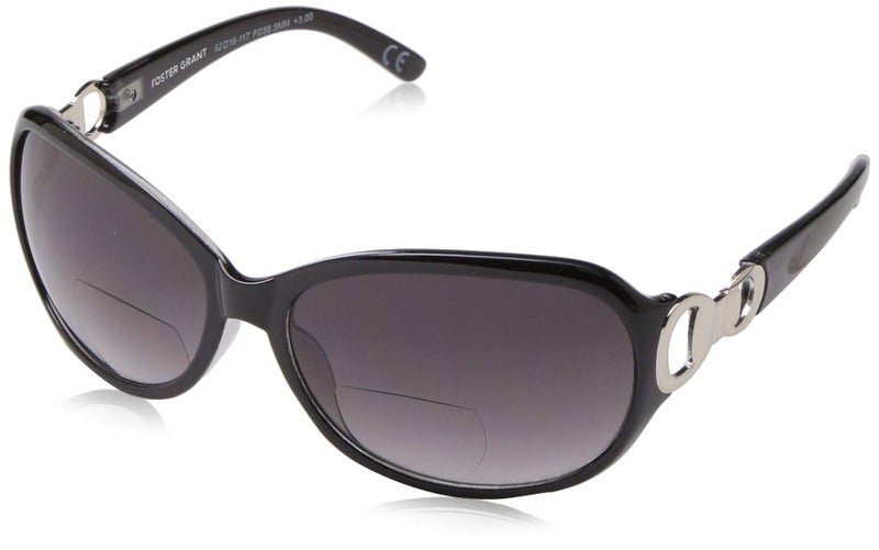 Foster Grant Womens Latte Oval Reading Sunglasses BlackTransparent 62 mm 25
