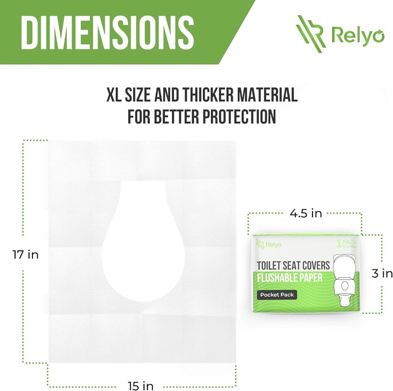 Relyo Toilet Seat Cover Paper Flushable (50 Pack) - XL for Adults and Kids Potty Training, 100% Biodegradable Travel Supplies Essentials for Public Restrooms, Airplane, Camping, Festivals - Image 5