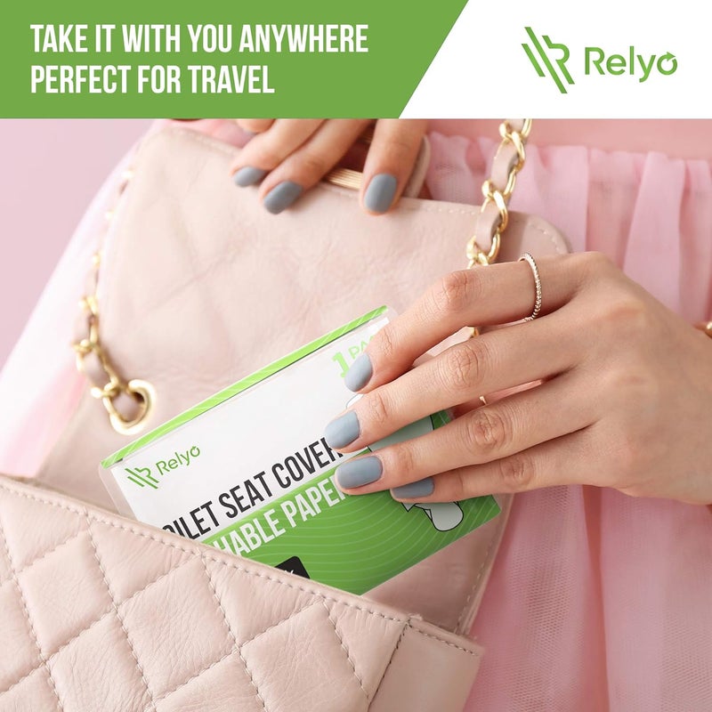 Relyo Toilet Seat Cover Paper Flushable (50 Pack) - XL for Adults and Kids Potty Training, 100% Biodegradable Travel Supplies Essentials for Public Restrooms, Airplane, Camping, Festivals - Image 4