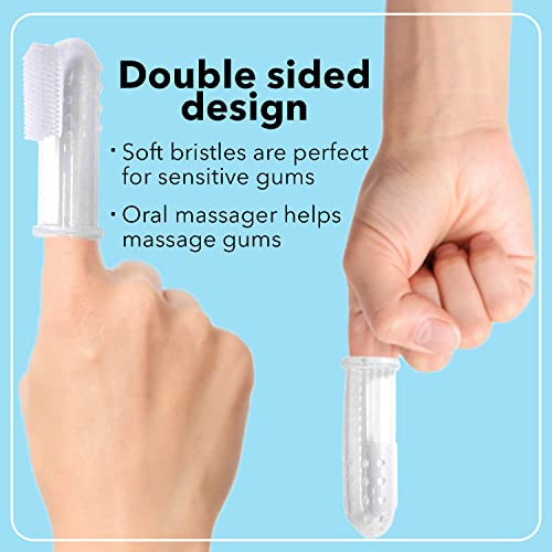 Gadgetime USA Baby Finger Toothbrush (Set of 3) - Silicone Baby Toothbrush with 3 Cases in Blue, Pink & Clear- Toddler Training Toothbrush - Newborn Oral Massager - Easy Oral Hygiene for Kids & Pets - Image 4