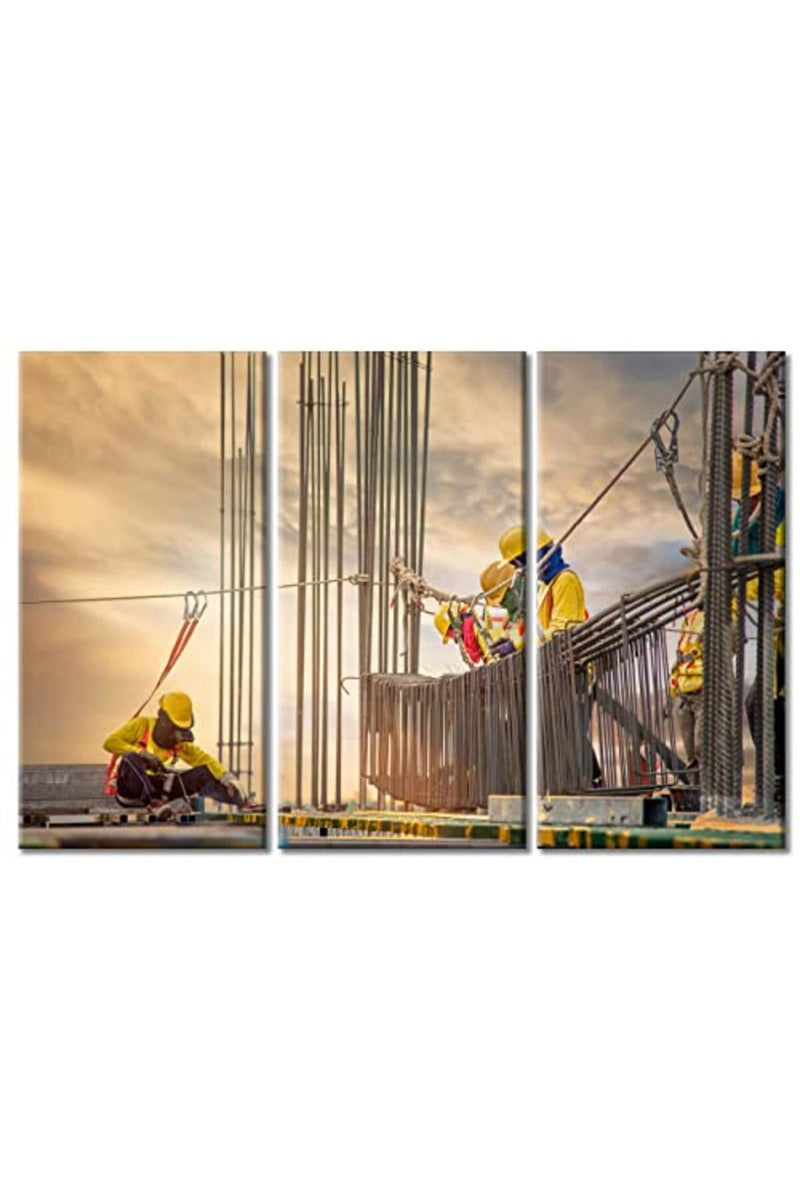 Home Trove تزيين الجدران 3 قطع من لوحات قماشية لبناء الديكور لغرفة النوم، الحمام، المكتب. فنون بناء هيكلية، ملصقات وطبعات جاهزة للتعليق (42" عرض × 28" ارتفاع) - Image 2