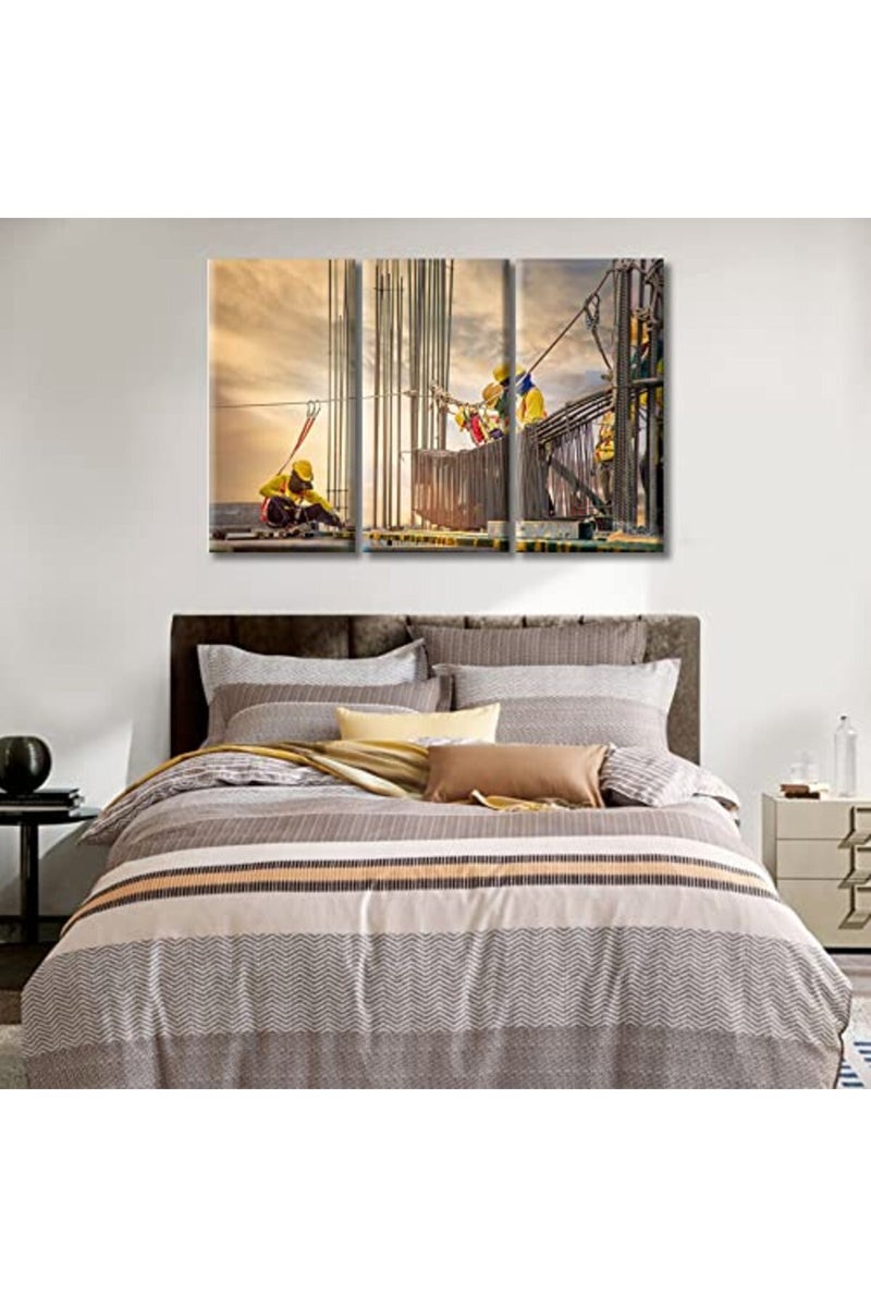 Home Trove تزيين الجدران 3 قطع من لوحات قماشية لبناء الديكور لغرفة النوم، الحمام، المكتب. فنون بناء هيكلية، ملصقات وطبعات جاهزة للتعليق (42" عرض × 28" ارتفاع) - Image 4