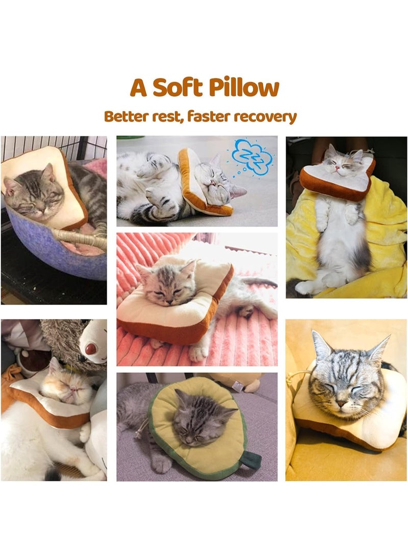 ILovhaprty Toast Cat Recovery Collar for 2.5–4kg Cats Adjustable Cat Cone Collar Soft Funny Toast-Shaped Soft Elizabeth Collar, Comfortable Anti-Licking Cone for Recovery, Bathing & Grooming - Image 2