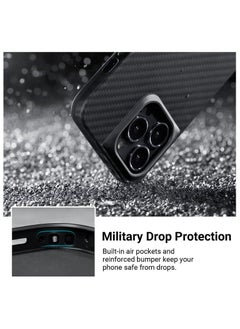 PITAKA MagEZ Case for iPhone 14 Pro Max, 6.7 Inch, Grade iPhone 14 Pro Max Protective Back Cover, Compatible with MagSafe [MagEZ Case Pro 3] 1500D Aramid Fiber, Black/Grey (Twill)  - Image 4