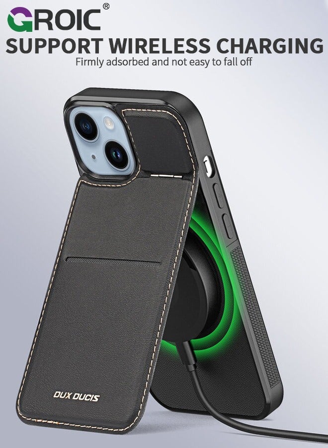 GROIC iPhone 15 Black Wallet case for Men iPhone 15 Case with Card Holder iPhone 15 Case for Women Magsafe Compatible Wallet 3 in 1 for Men - Image 5