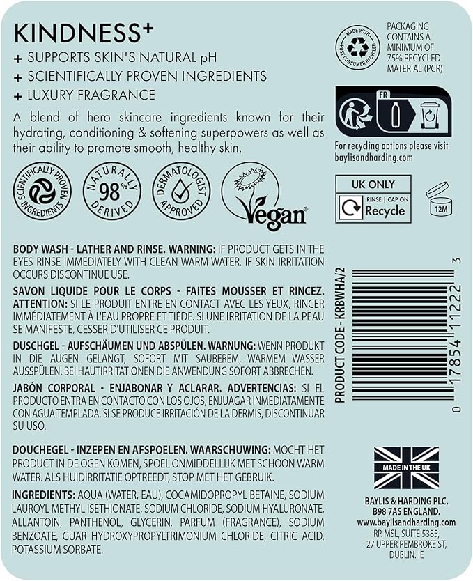 Baylis & Harding غسول الجسم بايليس هاردينغ كيندنس فيتامين سي نياكيناميد برائحة البرتقال والمانجو 500 مل عبوة من 3 صديقة للنباتيين