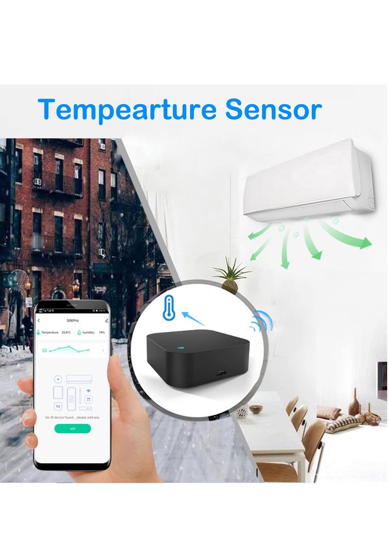 SYOSI - Smart Universal IR Blaster with Temperature Humidity Monitor,Tuya Universal IR Remote Control with LCD Display,for TV Air Conditioner STB Audio, Works with Alexa, Google Home, IFTTT - Image 1