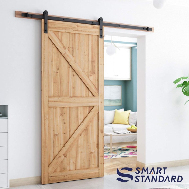 SMARTSTANDARD 6.6FT Barn Door Hardware kit, Barn Door Track, Sliding Door Hardware kit, Smoothly and Quietly -Heavy Duty Sturdy -Easy to Install, Fit 36"-40" Wide Panel (I Shape Hanger) - Image 5