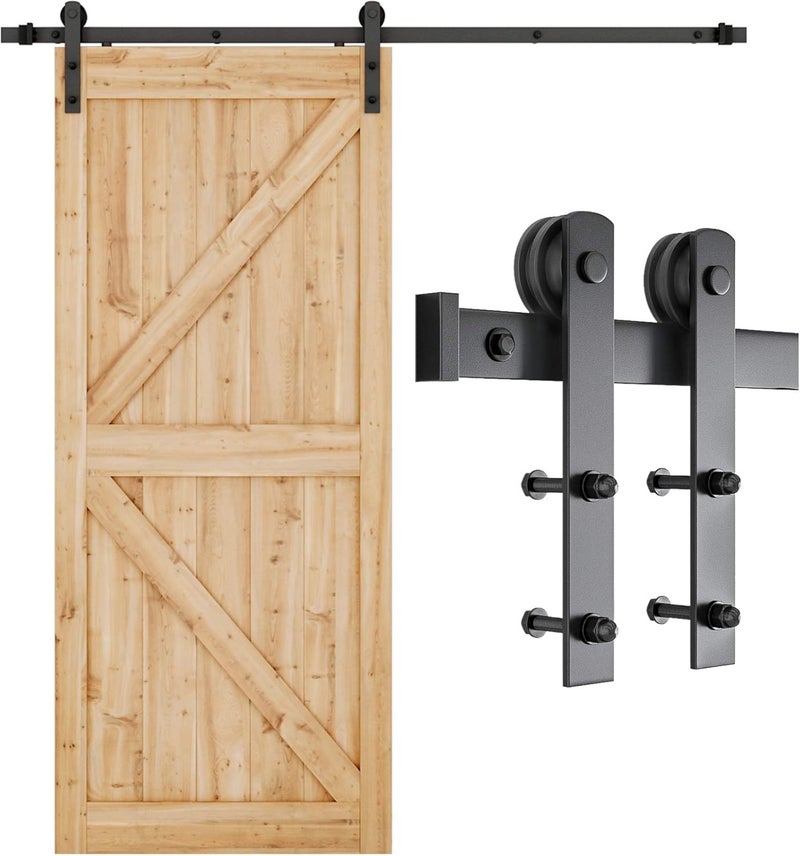 SMARTSTANDARD 6.6FT Barn Door Hardware kit, Barn Door Track, Sliding Door Hardware kit, Smoothly and Quietly -Heavy Duty Sturdy -Easy to Install, Fit 36"-40" Wide Panel (I Shape Hanger) - Image 1