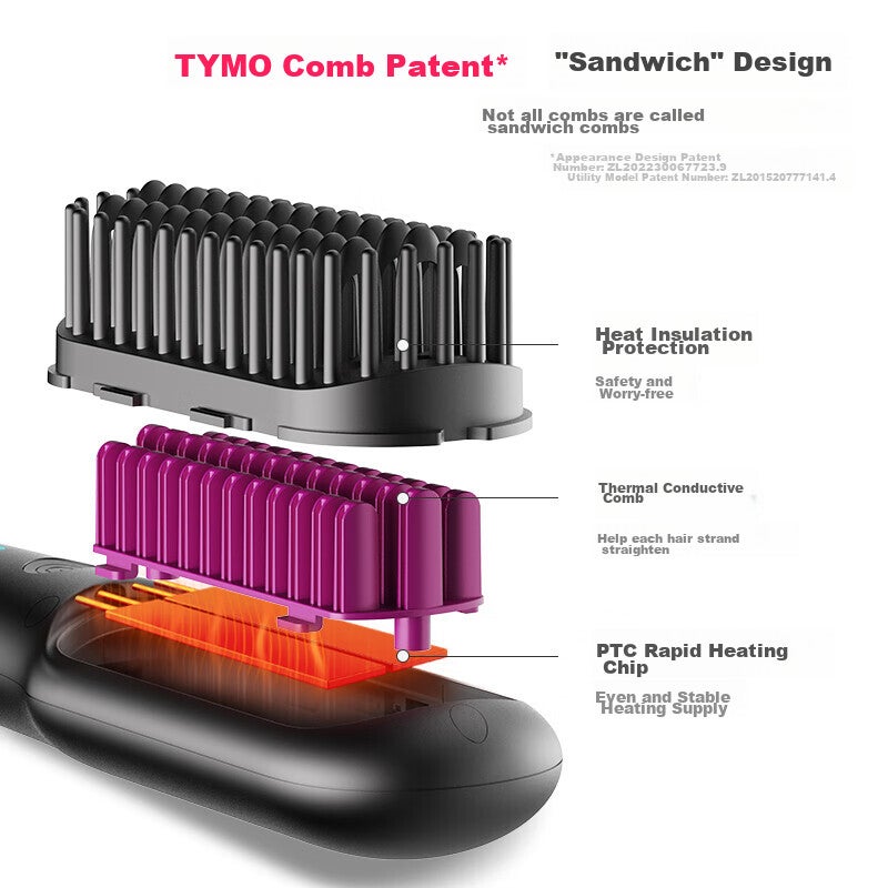 مشط تمشيط الشعر TYMO Mini2 مليار سلبي أيون ، لطيف على الشعر ، فرشاة تصفيف للحجم والاستقامة ، يحسن التجعد ، هدية مثالية للعام الجديد لصديقته - Image 4