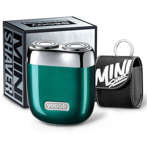 yoose Mini Electric Shaver, Alloy Portable Travel Shavers, Cordless Shaving, USB-C Rechargeable Electric Razor for Men, Dry Shave, IPX7 Waterproof, Detachable Head, Easy Cleaning, Green - Image 1